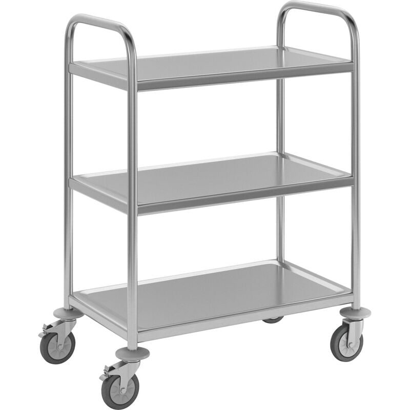 Eurokraft basic, Chariot de service en inox, 3 plateaux, l x l