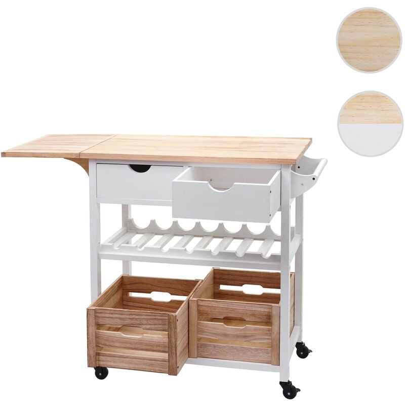 Chariot de service HWC-G35 - Chariot de cuisine Chariot de cuisine auxiliaire Chariot d'appoint Chariot à thé - pin 89x119x41cm