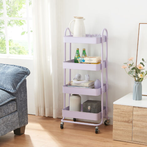 Chariot de service Pyhäntä à 4 paniers acier 104 x 46 x 35 cm violet [en.casa]