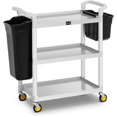 Chariot de service Room Service Nettoyage Hôtel Hôtelier 3 Niveaux 2 Bacs 150 kg