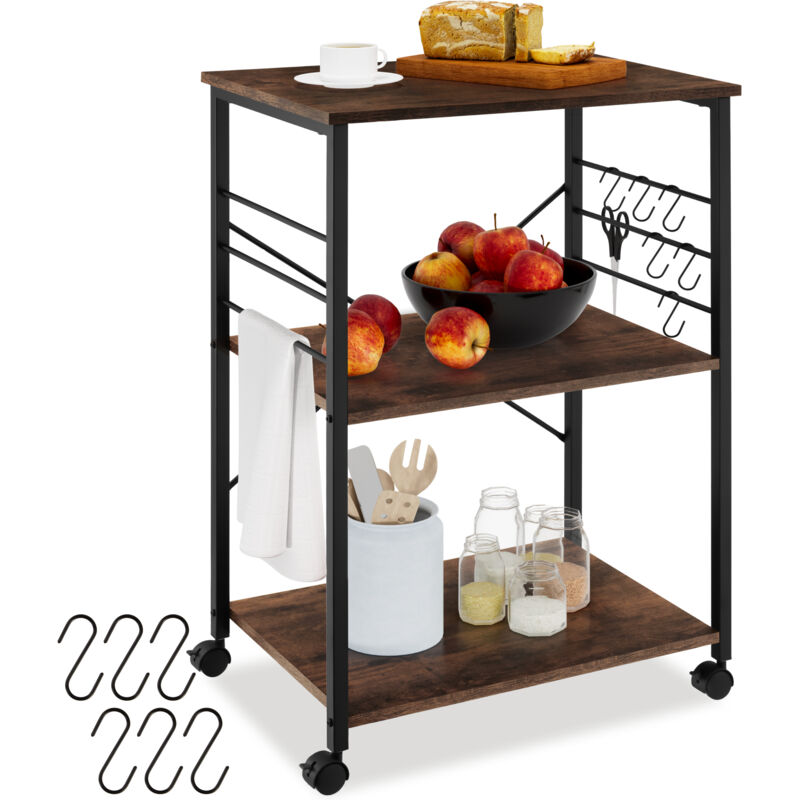 Chariot de service style industriel Bois et acier