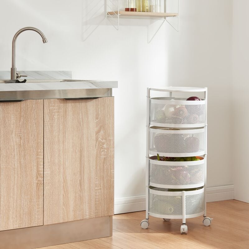 Chariot de service Steigen à 4 niveaux acier 75 x 33 cm blanc [en.casa]