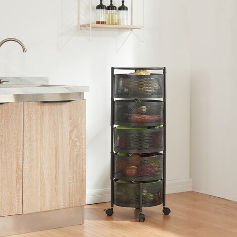 Chariot de service Steigen à 5 niveaux acier 90 x 33 cm noir [en.casa]