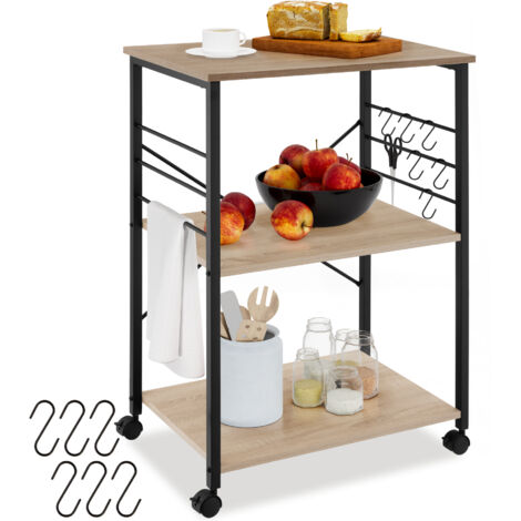Chariot de service Style industriel Bois et acier clair