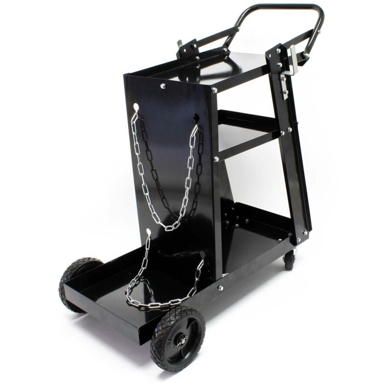 Xpotool - Wiltec Chariot de poste à souder mobile – 765 x 745 x 385 mm – avec 4 roues, 3 racks de rangement et chaînes de rétention – Chariot