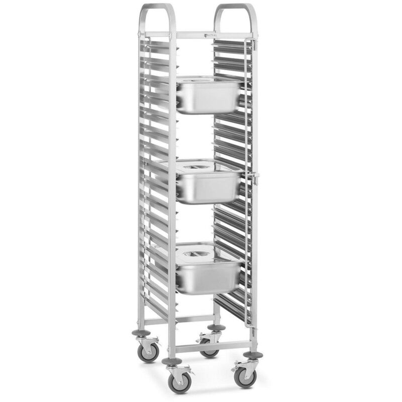 Chariot de transport 16 bacs gn acier inoxydable