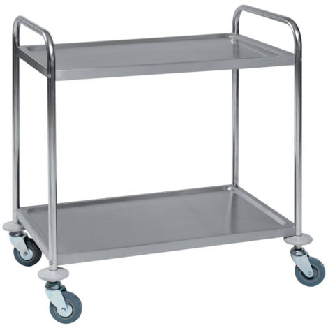 Chariot de transport avec 2 plateformes 790x500, Acier inoxidable