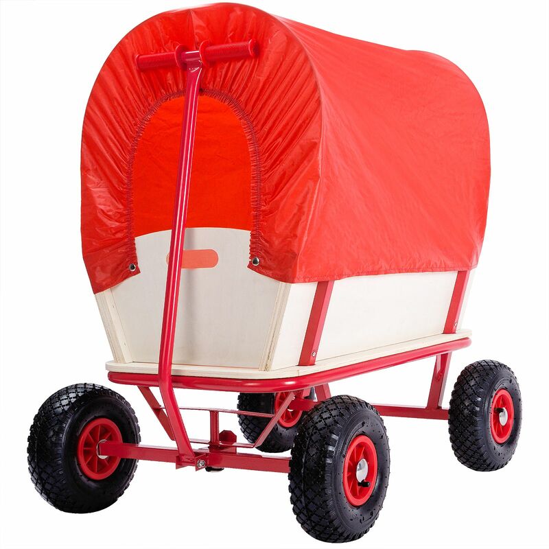 Chariot de transport avec bâche de protection amovible rouge chariot de jardin