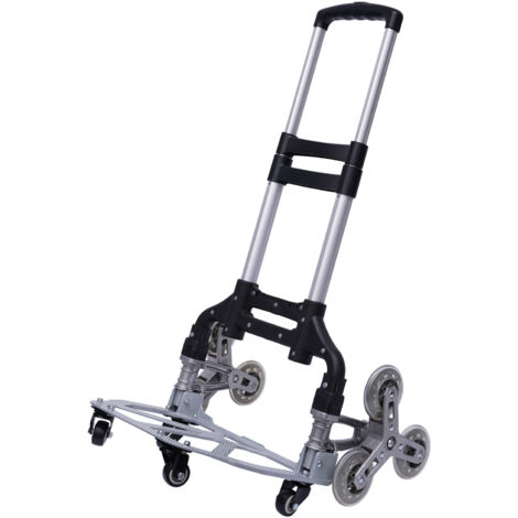 Chariot de transport Chariot monte-escalier Chariot robuste Chariot pliable portable Chariot à bagages en aluminium Équipé de 6 roues et 4 roulettes pivotantes Hauteur réglable
