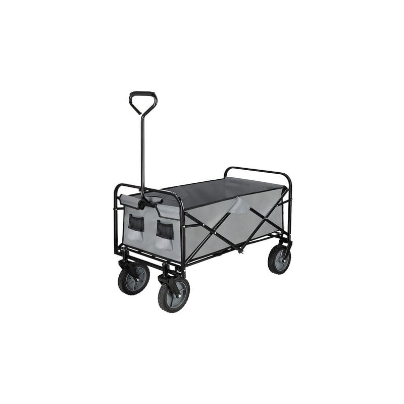 Springos - Chariot de transport de jardin pliable, 80 kg, gris-noir