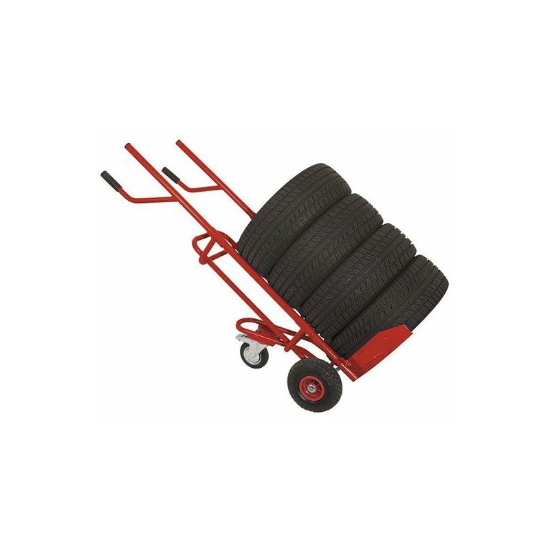 Varan Motors - WHEEL-TRL Chariot de transport de pneu - Diable pour pneus, roues, charge jusqu'à 150Kg - Rouge