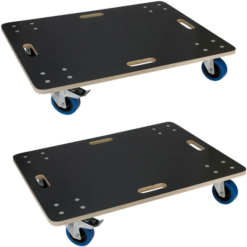ECD Germany Lot de 2 Chariots à Roulettes avec 2 à Frein, 60x80cm, jusqu'à 800 kg, Plaque de Sérigraphie, Roues en Caoutchouc Pivotantes, Transport