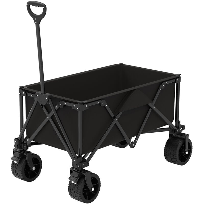 Gt Garden - Chariot de transport pliable noir avec roues tout terrain