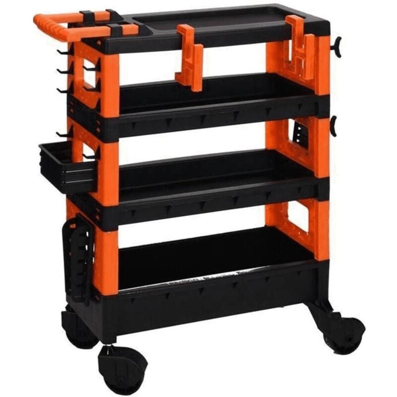 Chariot de transport Well Home 68x35x87,5cm en noir et orange