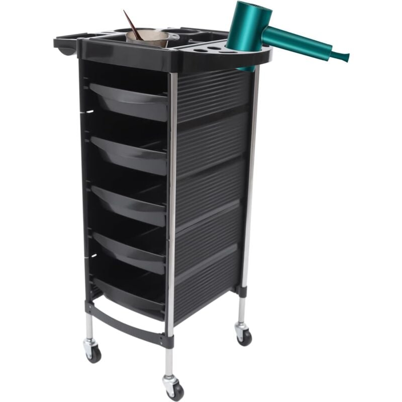 Chariot de Travail avec 5 tiroirs, Chariot cosmétique avec roues universelles, Chariot de salon de coiffure multifonction pour le rangement de