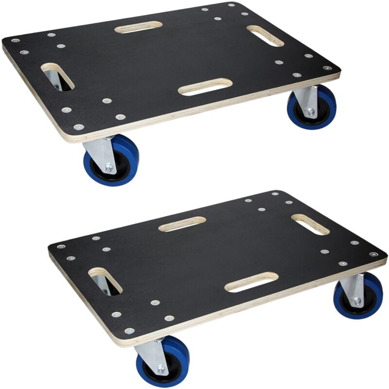 Ecd Germany - Lot de 2 Chariots à Roulettes, 40x60 cm, Jusqu'à 800 kg, 4 Roues Pivotantes en pp, Plaque de Sérigraphie, Chariot de Déménagement,