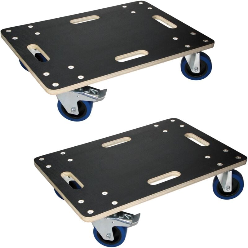 Ecd Germany - Lot de 2 Chariots à Roulettes avec 2 à Frein, 40x60cm, jusqu'à 800 kg, Plaque de Sérigraphie, Roues en Caoutchouc Pivotantes, Transport