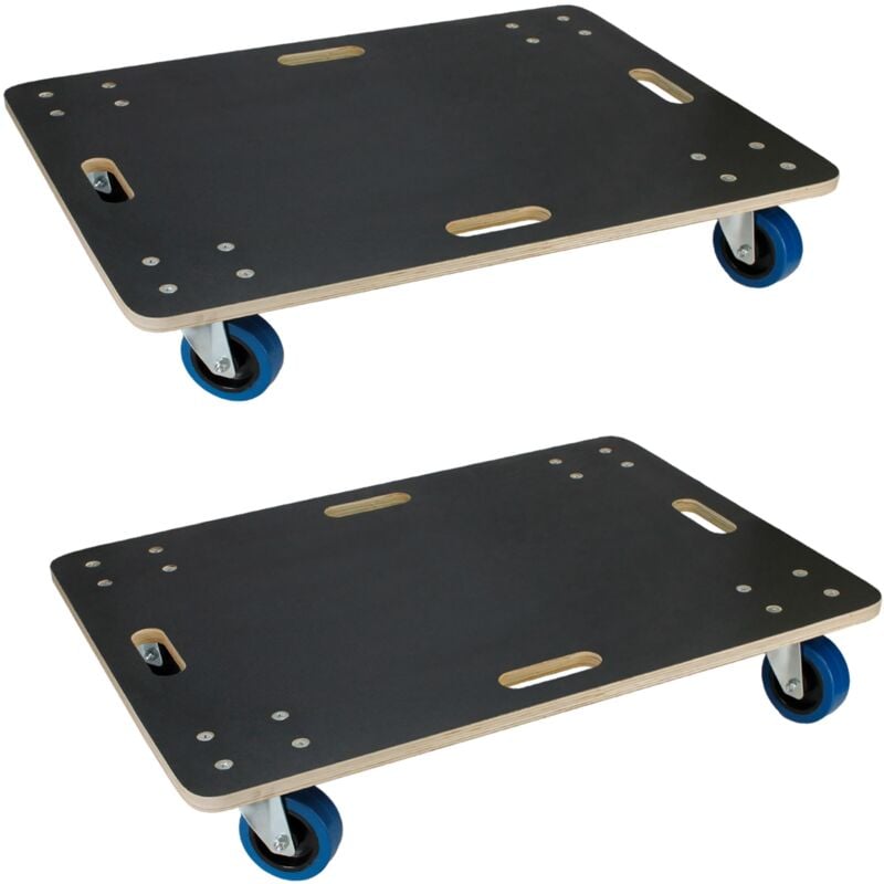 Ecd Germany - Lot de 2 Chariots à Roulettes, 60x80 cm, Jusqu'à 800 kg, 4 Roues Pivotantes en pp, Plaque de Sérigraphie, Chariot de Déménagement,