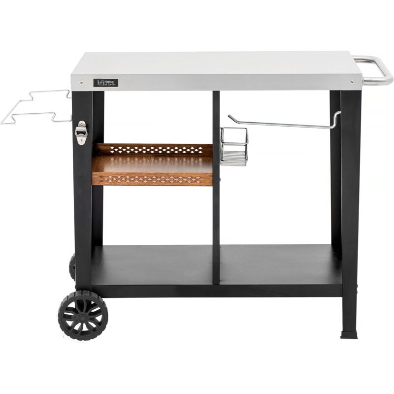 Habitat Et Jardin - Chariot desserte de barbecue 'Gelia' 117 x 59 cm - Inox - Noir