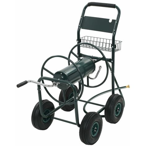 Chariot dévidoir avec connecteur de tuyau 1/2" Acier Vert