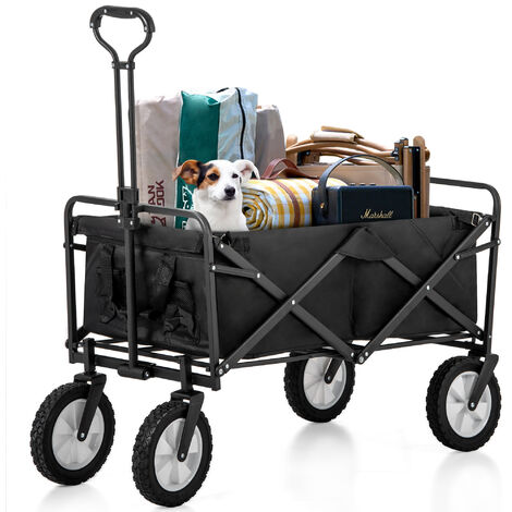Chariot d'Extérieur Pliable,Chariot de Jardin à Main, Avec barre de poussée Remorque de Transport Collection d'Outils de Jardin,Chariot à Roulettes  pour Camping MAX 100kg