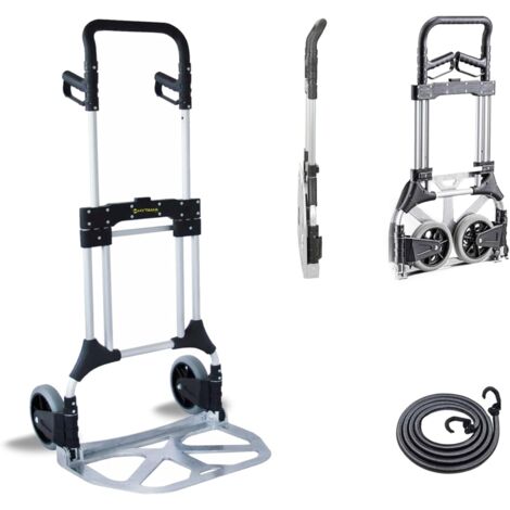 HYTAMA TOOLS Chariot Diable Pliable en aluminium FOLD STRONG Capacite' max. 200 kg Grand plateau 40X59 adapte' au transport d'appareils volumineux, comme des lave-linge, des re'frige'rateurs, etc