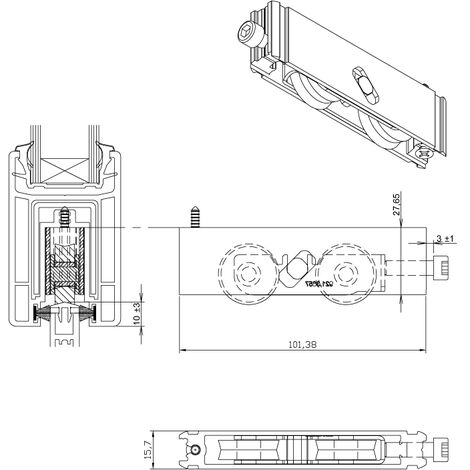 Chariot double réglable pour coulissant pvc - Gamme PVC : Socredis Wisio - Poids max. (kg) : 160 - SOTRALU