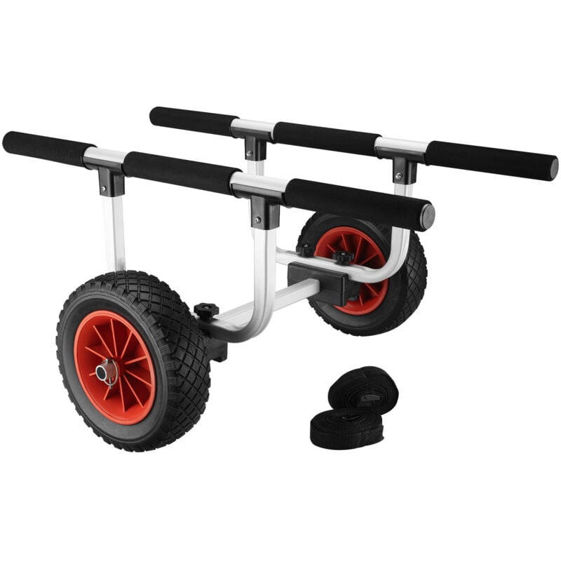 Wiltec - Chariot de transport Alu 90kg pour Kayak Canoë avec Grande Roue pu Ø22cm & Largeur réglable