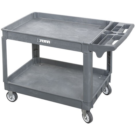 Chariot en polypropylene avec 2 bacs avec 2 roues fixes et 2 roues pivotantes