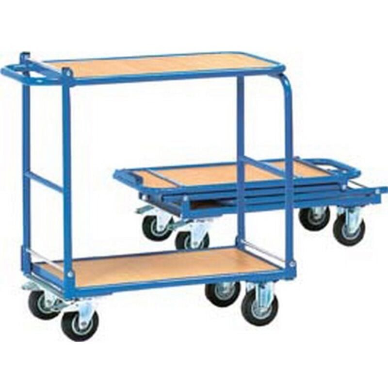 Fetra - Chariot en tube d'acier avec plateforme de table rabattable, Capacité : 150 kg, Dimensions 900 x 470 x 900 mm, Plateau 720 x 450 mm, ø de