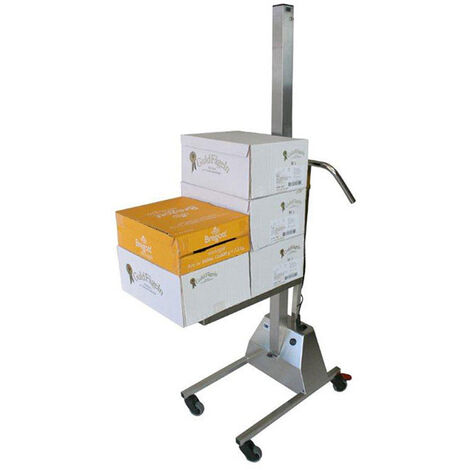 Chariot gerbeur semi électrique inox avec plateau 500x400mm - Levée 1400mm - Capacité 80kg - Agroalimentaire et laboratoire - IP56 - 300831
