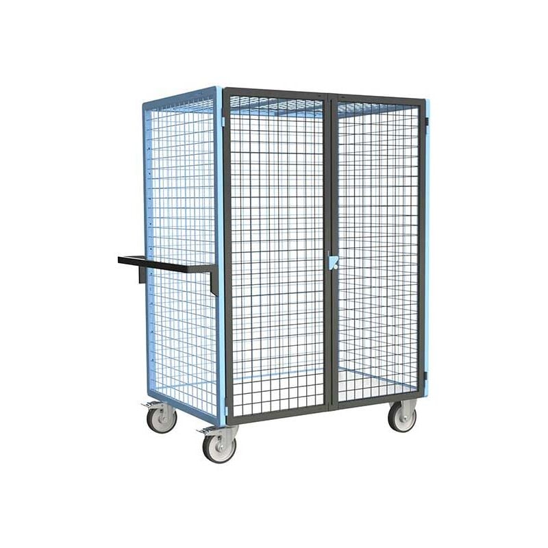 Chariot grillagé verrouillable non marquant - Plateau bois mélaminé 815x485mm - Charge max 500kg - 880725213