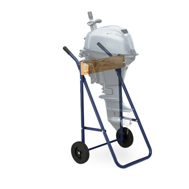 Chariot hors-bord, stockage & transport, moteur jusqu'à 100 kg, support acier, bleu foncé - Relaxdays