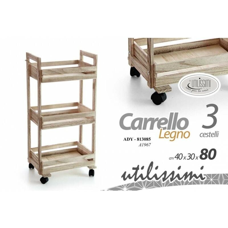 Webmarketpoint - Chariot léger à roulettes en bois pour cuisine cm 40 x 30 x 80 h