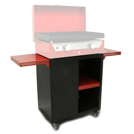 Chariot métal laqué avec tablettes extractibles pour plancha Rainbow rouge SIMOGAS CHAR70R