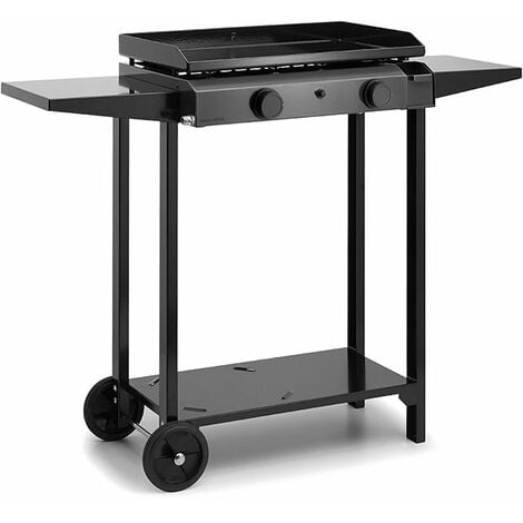BBQ-Toro Chariot pour barbecue 85 x 50 x 81 cm, Table d'appoint en métal  avec plan de travail en acier inoxydable, Cuisine d'extérieur