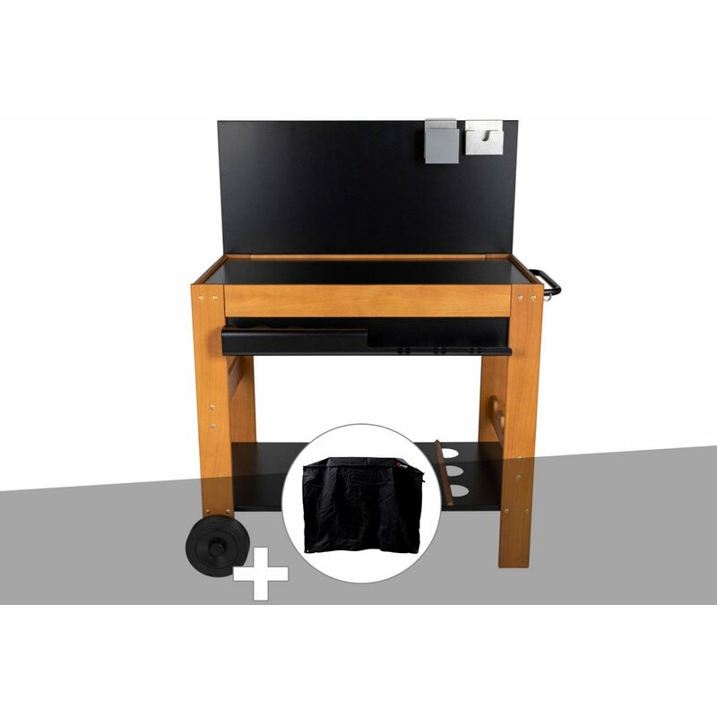 Somagic - Chariot pour plancha en bois Halong + Housse