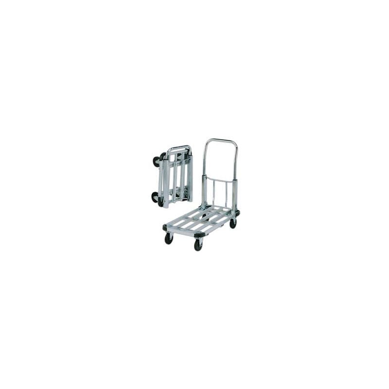 Chariot de transport pliable à 4 roues en aluminium/acier. Capacité : 150 kg.