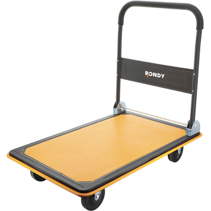 Chariot plateau à roulettes acier 250kg - Plateau anti dérapant - Poignée confort