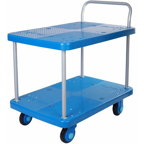 Chariot plateforme 300 kg 2 plateaux, silencieux et maniable MW-Tools PP300T2