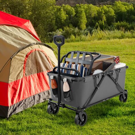 Chariot Pliable 170 L Guidon Réglable Porte-bouteilles Gris CWXT9342 DESIGN IN