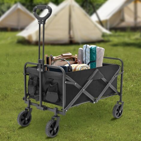 Chariot pliable à roulettes en caoutchouc de 5 pouces, hauteur réglable, chariot de plage multifonctionnel et durable avec roulettes pivotantes à 360 degrés.