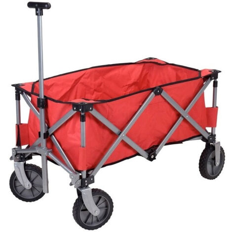 Chariot pliable à roulettes - Koopman - jusqu'à 70kg - Rouge - 90 x 49 x 58cm