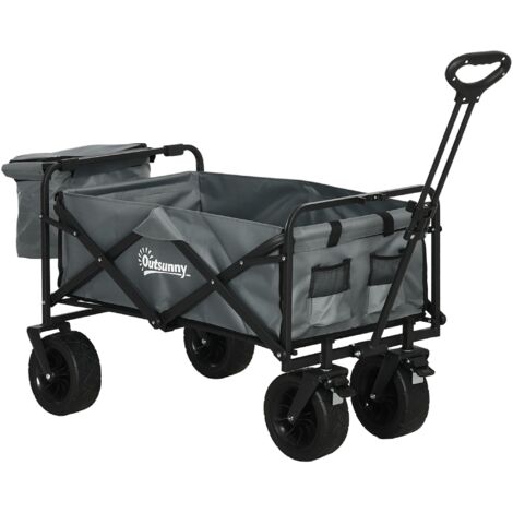 Chariot pliable avec sac isotherme, chariot de plage, capacité de charge jusqu'à 120 kg, poignée rétractable pour un transport facile.