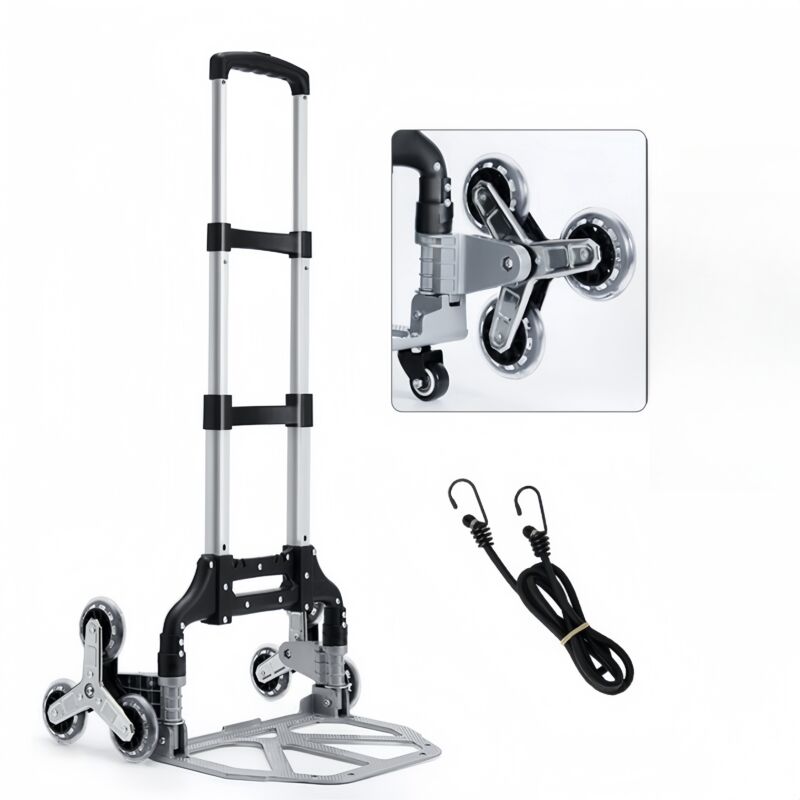 Diable Pliant,Chariot à Bagages Portable avec Corde de Tension et Roue Universelle,Capacité de Charge : 150 kg