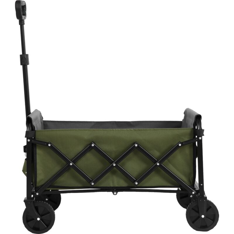 Chariot pliant avec roues tous terrain avec Tissu 600D oxford, capacité de 70 litres, vert