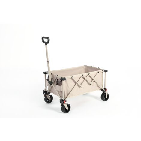 Chariot pliant avec roues tous terrain avec Tissu 600D oxford, capacité de 80 litres, beige