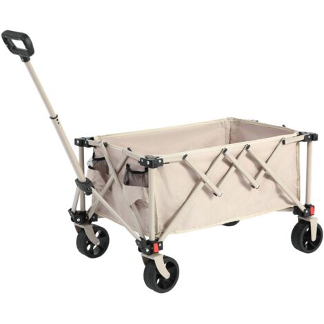 Chariot pliant, chariot de jardin lourd, chariot de transport manuel, poignée réglable, chariot multifonction extérieur, adapté pour le camping, les courses, le sport et la pêche, charge maximale : 60