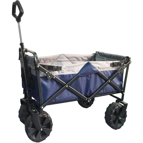 Chariot pliant de plage bleue avec structure en acier