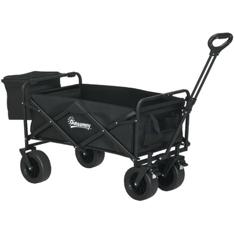 Chariot pliant sac thermique amovible, angle poignée, sac transport, noir